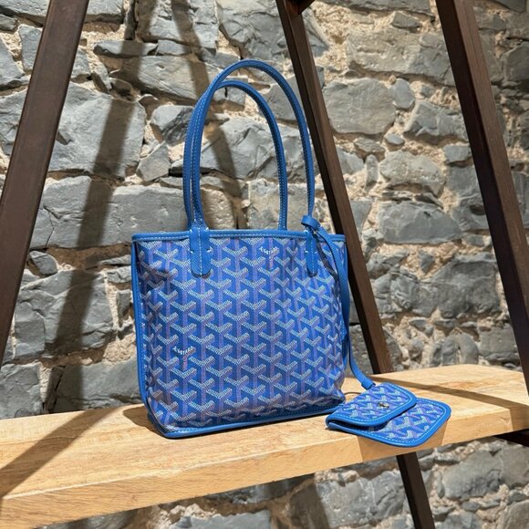 Goyard Blue Goyardine Mini Anjou Shoulder Bag - Picture 2 of 16